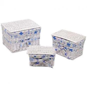 Caja Rectangular de Mimbre Partido Sam 1-3 Blanca 45x35x30 cm