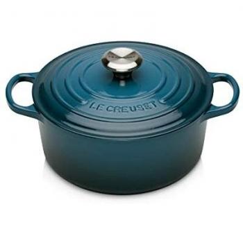 Le Creuset Signature Enamelled Cast Iron Round Casserole Dish With Lid, 24 cm, 4.2 Litres, Deep Teal, 21177246422430