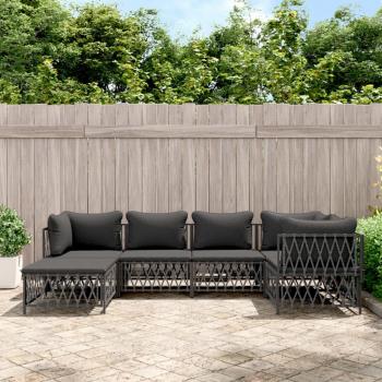 vidaXL 6-Piece Anthracite Steel Garden Lounge Set with Cushions