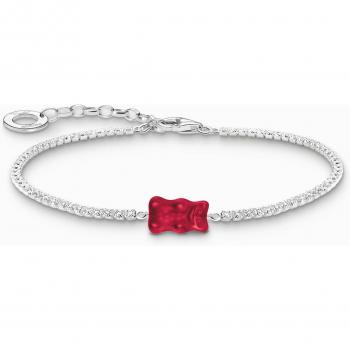 Thomas Sabo Silver Red Gold Bear Tennis Bracelet