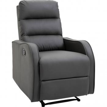 Sillón Relax Homcom Reclinación Manual con Reposapiés Retráctil Tapizado en Tela Gris Oscuro 100x65x89 cm