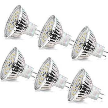 Wowatt Bombillas LED MR16 GU5.3 Blanco Calido 2800K 6W Equivalente a la Bombilla Halógena de 40W GU 5.3 LED 12V Luz 480LM Sin Estroboscópico Ojo de Buey Ángulo de Luz de 120°No Regulable 6 Piezas