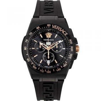 Versace Greca Extreme Chrono Men's Black Watch VE7H00323 - Stainless Steel / Brass / Rubber / Sapphire / Silicone Strap / Swiss Quartz