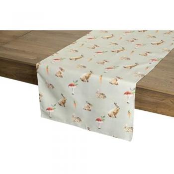 Camino de Mesa Antimanchas Conejos y Setas 50x180 cm - Textil Resistente y Fácil de Limpiar