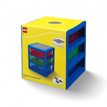 Estante de Almacenamiento LEGO con 3 Cajones - Azul Brillante, Unidad de Almacenamiento Personalizable para Juguetes con Cajones Extraíbles y Estación de Construcción