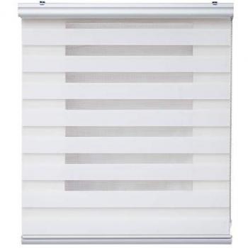 Estor Enrollable Noche y Día Premium con Acabados de Aluminio Blanco, Doble Tejido, 200 x 250 cm