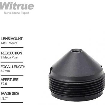Lente Pinhole Witrue 3.7mm, 2 Megapíxeles, 1080P, 1/2.7, F2.5, M12 para Cámara de Seguridad CCTV