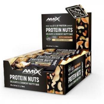 Amix Protein Nuts Bar Anacardo Coco 25x40g - Barritas energéticas, sabor anacardo y coco, presentación de 25 unidades de 40 gramos cada una