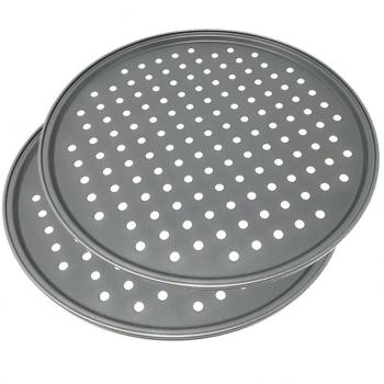 Space Home - Molde para Pizza con Agujeros - Acero al Carbono - Recubrimiento Antiadherente - Diámetro 32 cm - Set de 2