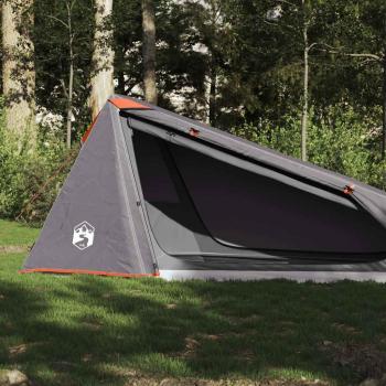 vidaXL Waterproof 1-Person Tunnel Camping Tent Grey and Orange