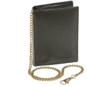 Biker Cartera sin aplicación Trucker Motociclista Monedero con la Cadena para señores y señoras LEAS, Piel auténtica, Negro - ''LEAS Chain-Series''
