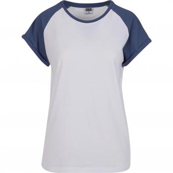 Camiseta Raglan de Mujer Urban Classics - Contraste Blanco/Azul - Talla XS a XL