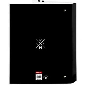 Safta- Real Madrid Carpeta con Folios 4 Anillas, Color Blanco/Negro, 265x40x330 mm