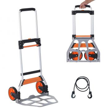 Vevor Heavy-Duty Folding Hand Truck, 275 lbs Capacity, Aluminum Portable Cart with Telescoping Handle and Rubber Wheels