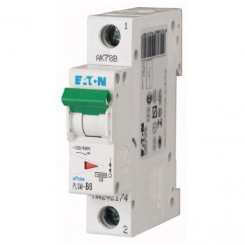 Interruptor Automático EATON PLSM-C6-MW - 1 Polo, 6A, Curva Tipo C, Poder de Corte 10 kA, Montaje en Carril DIN