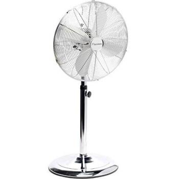 Bestron Summer Breeze Ventilador de Pie, Función Giratoria, Diseño Retro, Altura: 127 cm, Ø 45 cm, 50 W, Cromado, Plata
