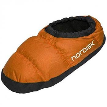 Nordisk Pantuflas Mos Down Rojo - Pantuflas con aislamiento de plumas, diseño ligero y compacto, suela antideslizante, ideal para uso en interiores y exteriores