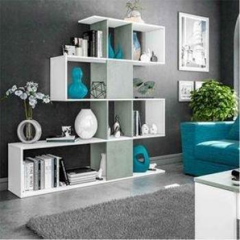 Estantería Elfos Plus Blanco Artik/Cemento 145x145x28 cm