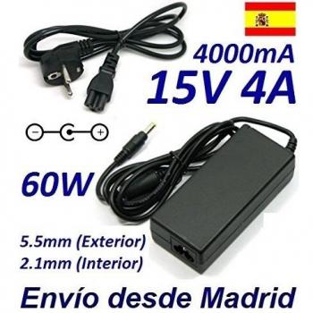 CARGADOR ESP Cargador Corriente 15V 4A 4000mA 5.5mm 2.1mm 60W Cable Alimentacion Adaptador Recambio Power Supply Replacement