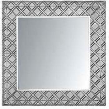 Espejo de pared colgante plateado 80 x 80 cm con marco oriental y decoración de diamantes Evettes
