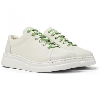 Camper - Zapatillas de piel de mujer lisas con cordones, color blanco y verde, talla 38