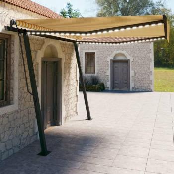 Toldo manual retráctil Día y Noche con LED amarillo y blanco 4x3 m