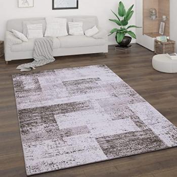 Alfombra Salón Pelo Corto Motivo Vintage Abstracto Moderno Diseño Geométrico A Rombos 160x220 cm Color Beige 2