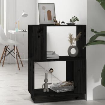 Estantería divisor de espacios Librería Tabique Negro 51x25x70 cm Madera maciza de pino
