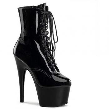 Botines de mujer Pleaser Adore 1020 negro brillante, talla UK 10/EU 43/US 13