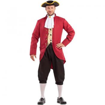 Disfraz de Hombre Colonial en tonos rojo y negro para hombre, Talla M/L