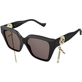 Gucci GG1023S 005 Square Sunglasses with Chain - Black, Plastic, Prescription or Non-Prescription, Online Try-On