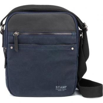 STEPPING STRONG STAMP - Bolso bandolera de hombre en lona encerada azul