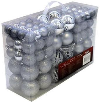 Set de 100 Bolas de Navidad Decorativas - Color Plata - Adornos para Árbol de Navidad