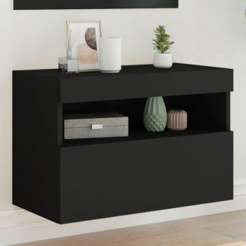 Mueble de TV de pared con luces LED negro 60x30x40 cm vidaXL
