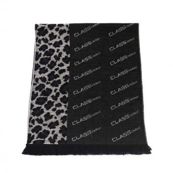 Cavalli Class Black Wool Scarf