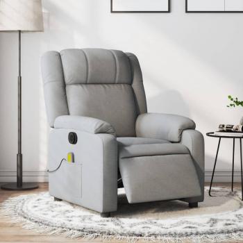 Sillón reclinable de masaje eléctrico en tela gris claro, gris oscuro y negro - Sillón cómodo para dormitorio y sala de estar, ideal para relajación