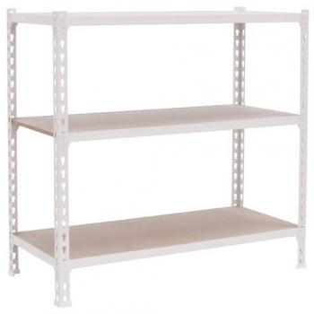 Estantería Metálica MADERCLICK 3 Estantes Simonrack, 900x1000x500 mm, 3 Baldas de Madera, Capacidad de Carga de 150 kg por Punto de Flexión, Color Blanco