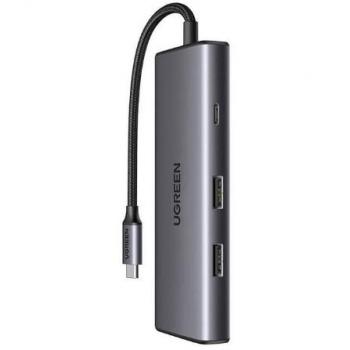 Adaptador Multifuncional USB-C Ugreen 7 en 1 con 2 Puertos USB-A 3.2, USB-C 3.2, SD/TF y PD