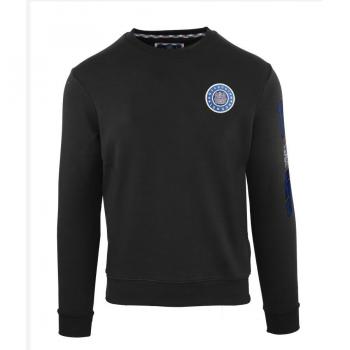 Aquascutum Men's Embossed Circle Small Logo Black Sweatshirt - Size Small
