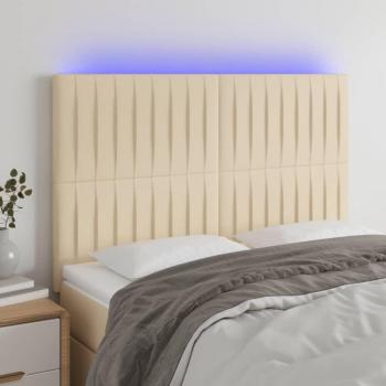 Cabecero LED Crema 144x5x118/128 cm Tapizado