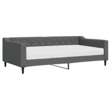 Sofá cama con colchón de tela gris oscuro 100x200 cm