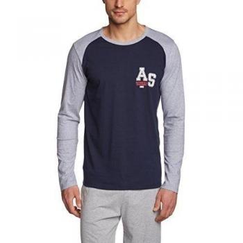 Huber Herren Shirt lg.Arm, Camiseta de pijamas para hombre, Azul