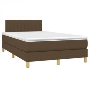 Cama box spring con colchón tela marrón oscuro 120x190 cm