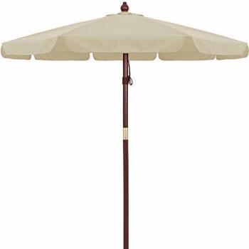 Sombrilla de Madera Beige Ø330cm Protección UV80+ Repelente al Agua