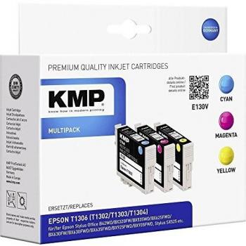 Set de Cartuchos de Tinta KMP E130V Compatible con Epson T1306, 3 Colores (Cian, Magenta, Amarillo)