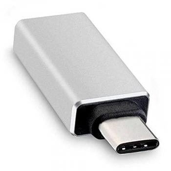 Adaptador USB 3.0 Hembra a Tipo C Macho OTG Plata para Smartphones y Tablets