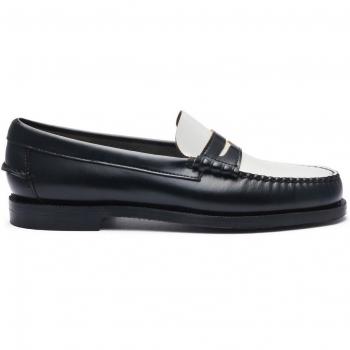 Sebago Classic Dan Women's Leather Moccasins Black and White