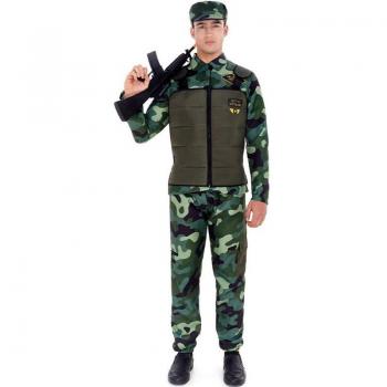 Disfraz de Militar verde Camuflado con Gorra para adulto