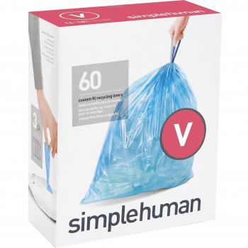 simplehuman - Bolsas de basura a medida, color azul, código V - 16-18 L, pack de 60