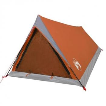 Tienda de Campaña para 2 Personas Impermeable, Toldo Portátil Plegable de Senderismo, Refugio de Camping, Carpa de Exterior, Color Gris y Naranja